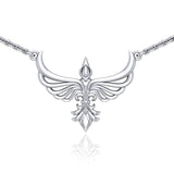 Phoenix with Fleur De Lis Sterling Silver Necklace TNC449