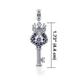 Crown Key Sterling Silver Pendant with Gemstone TPD3285 - Jewelry