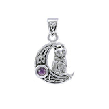 Celtic Moon Cat Pendant TPD4289 - Jewelry