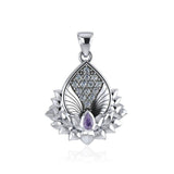Angel Wings and Lotus with Gemstone Pendant TPD4960 - Jewelry