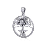 Tree of Life with Roses Silver Pendant with Gemstone TPD5048