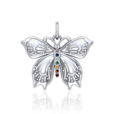 Spiritual Chakra Butterfly Silver Pendant TPD5054 - Jewelry