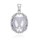 Angel Wings Sterling Silver Pendant with Natural Clear Quartz TPD5125