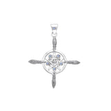 Sterling Silver Broomstick Pentacle Pendant with Gemstone TPD686