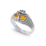 Owl with Gem Eyes Pentacle Ring TR3768