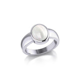 Modern Round Shape Inlaid Silver Ring TR3832 - Jewelry