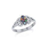 Celtic Trinity Knot Silver Ring with Chakra Gemstone TRI1733
