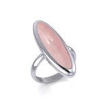 Modern Long Oval Inlaid Silver Ring TRI513 - Jewelry
